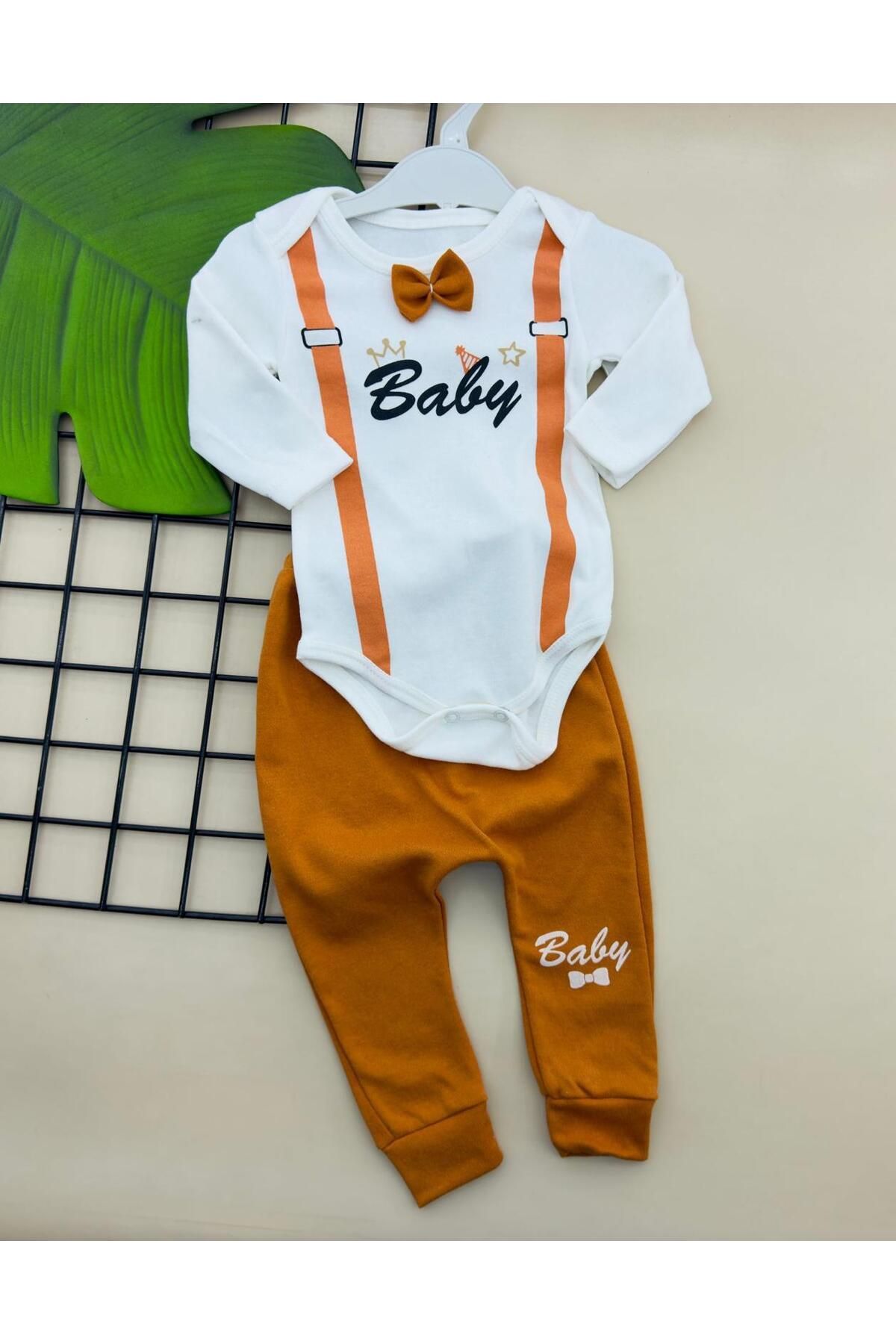 %100 OrganikTatlı Baby Nakışlı Şapkalı Uzun Kollu Zıbınlı 2lü Kız-erkek Bebek Takımı